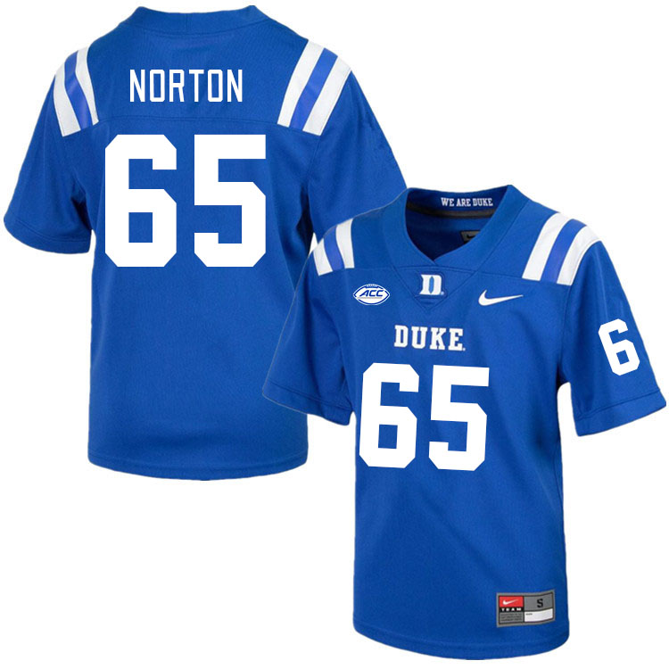 Men #65 Max Norton Duke Blue Devils College Football Jerseys Stitched Sale-Royal